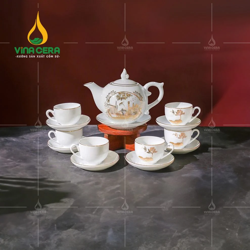 Sứ Minh Châu chất lượng giá rẻ trên thị trường gốm sứ Hồ Chí Minh ấm chén chỉ vàng