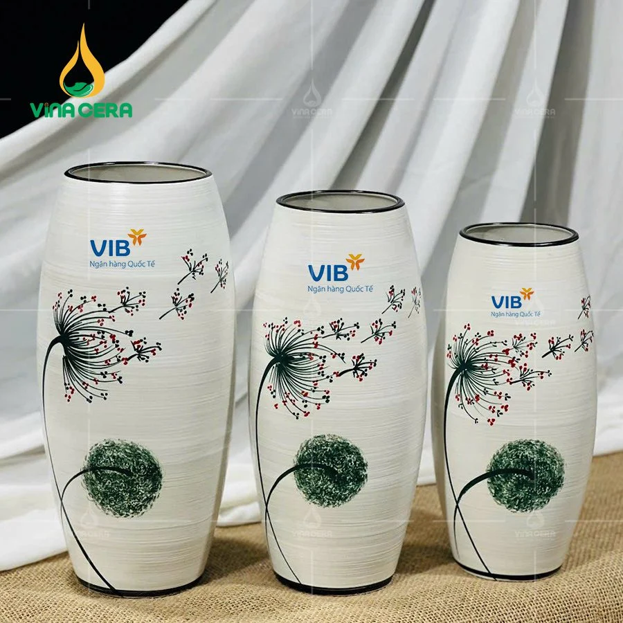 Quà tặng kỉ niệm 8-3 - Những lựa chọn hoàn hảo cho ngày Quốc tế Phụ nữ Bình Hoa Bát Tràng Vẽ Bồ Công Anh in logo