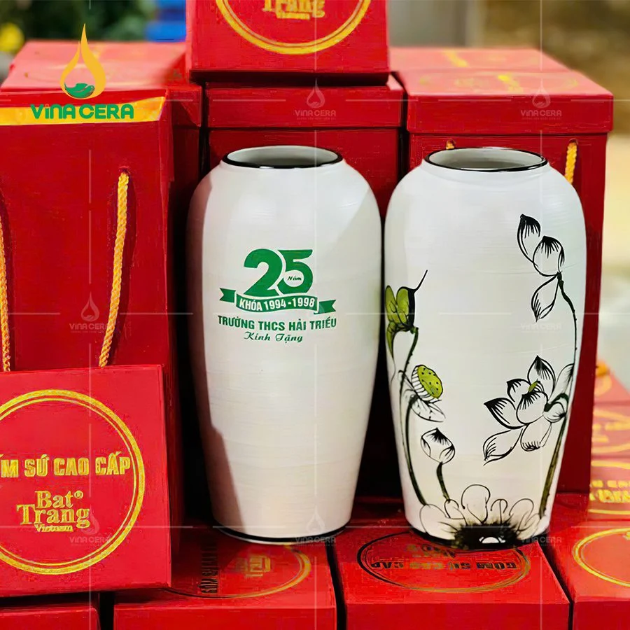 Xưởng lọ hoa in logo
