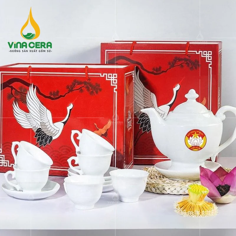 bộ trà sứ trắng