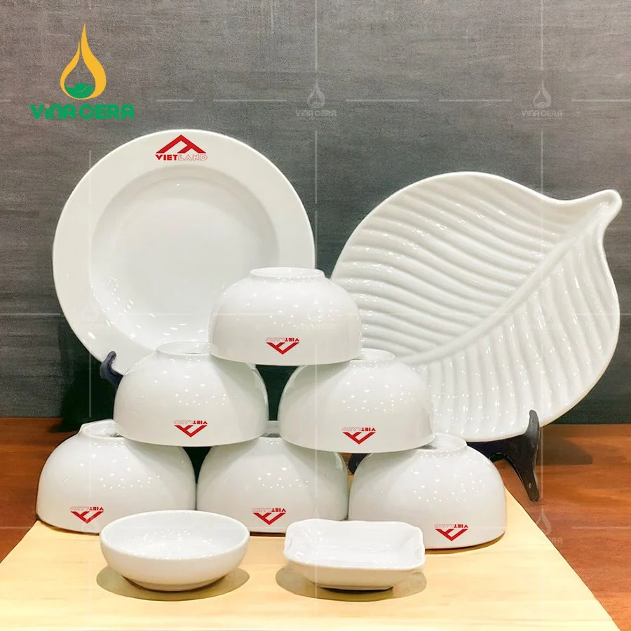 Bộ Chén Đĩa Bát Tràng In Logo – Bộ Quà Tặng Ý Nghĩa Cho Khách Hàng Bát đĩa in logo