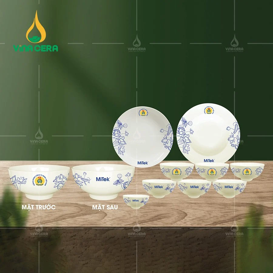 Chọn bát đĩa sứ cao cấp Minh Châu làm quà tặng ngày khai trương Doanh Nghiệp Bát đĩa in logo