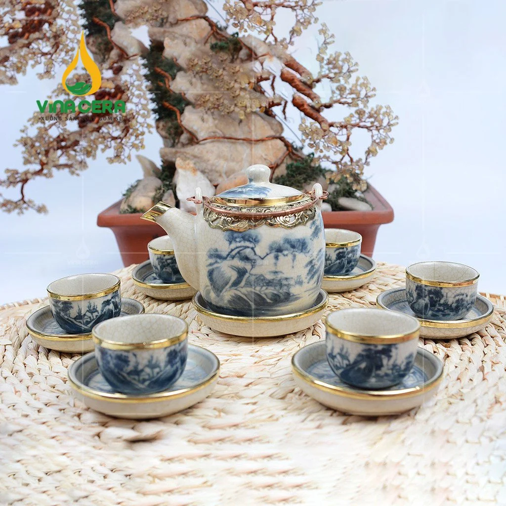 Tìm Hiểu Quy Trình Sản Xuất Gốm Sứ Bát Tràng Bộ Ấm Trà Men Rạn