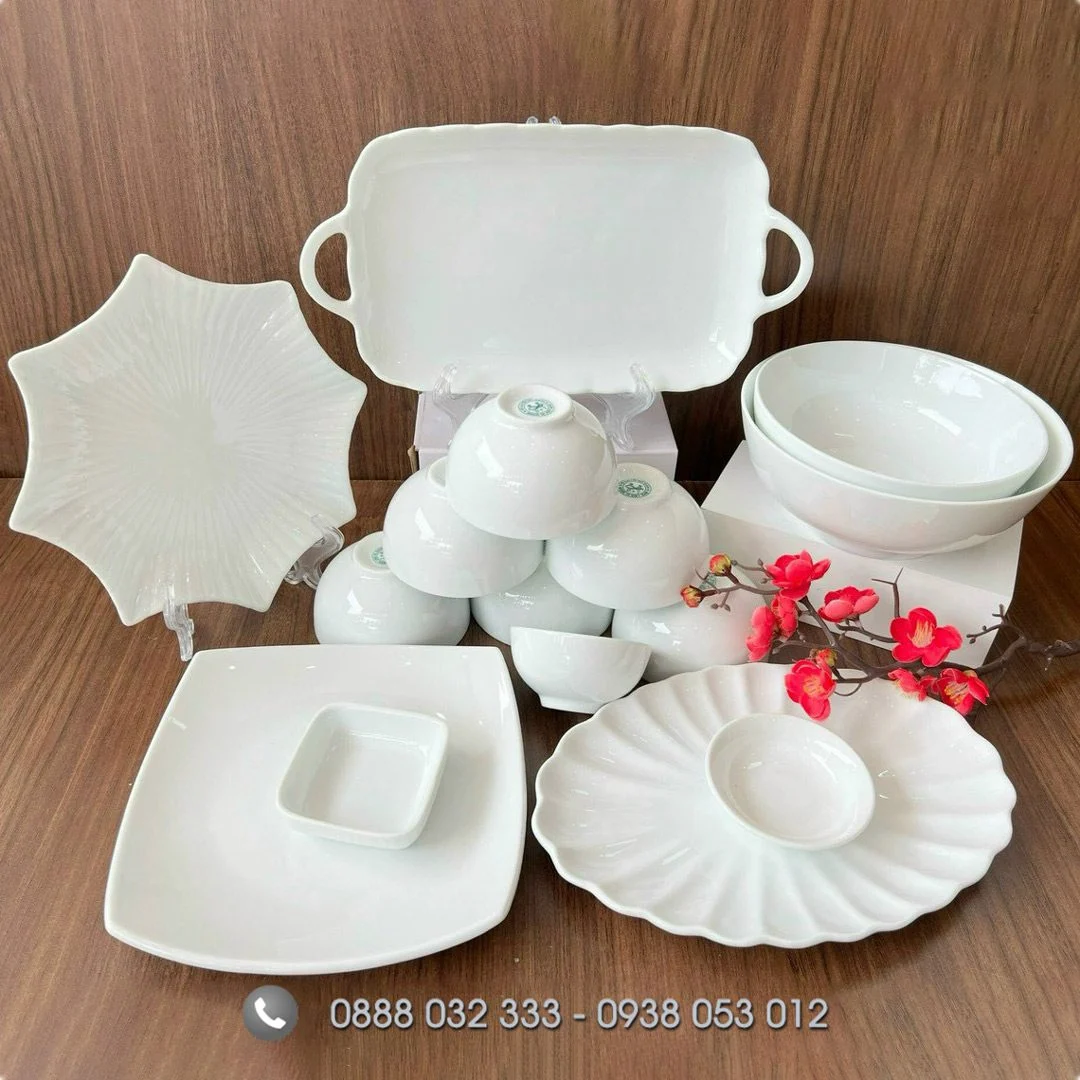 Nhận sản xuất – in logo lên chén, đĩa, ly sứ làm quà tặng cao cấp cho các doanh nghiệp Bát đĩa nhà hàng khách sạn