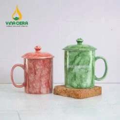 Giá chén sứ Minh Châu tại thành phố Hồ Chí Minh Ly sứ men vân đá có nắp