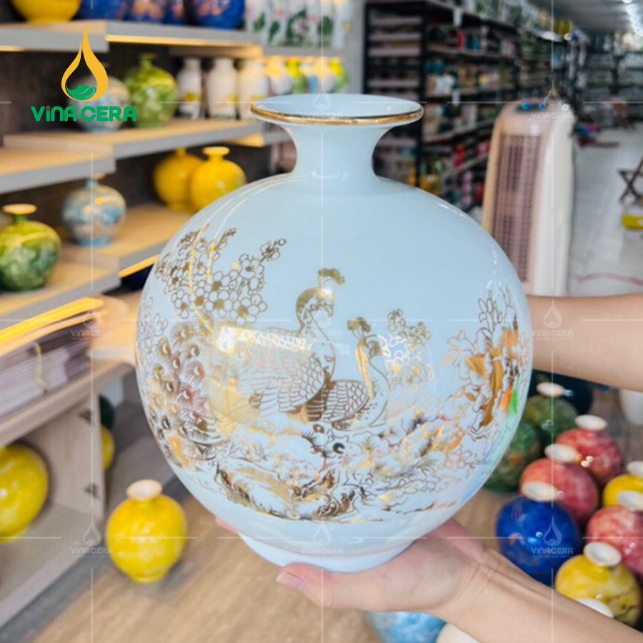 Bình Hút Lộc Men Vân Đá Chim công - Công thành danh toại