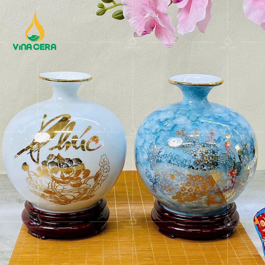 Bình Hút Lộc Men Vân Đá Gốm Sứ Bát Tràng