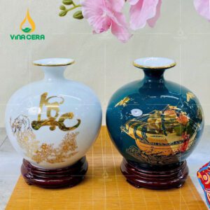 Bình Hút Lộc Men Vân Đá Gốm Sứ Bát Tràng