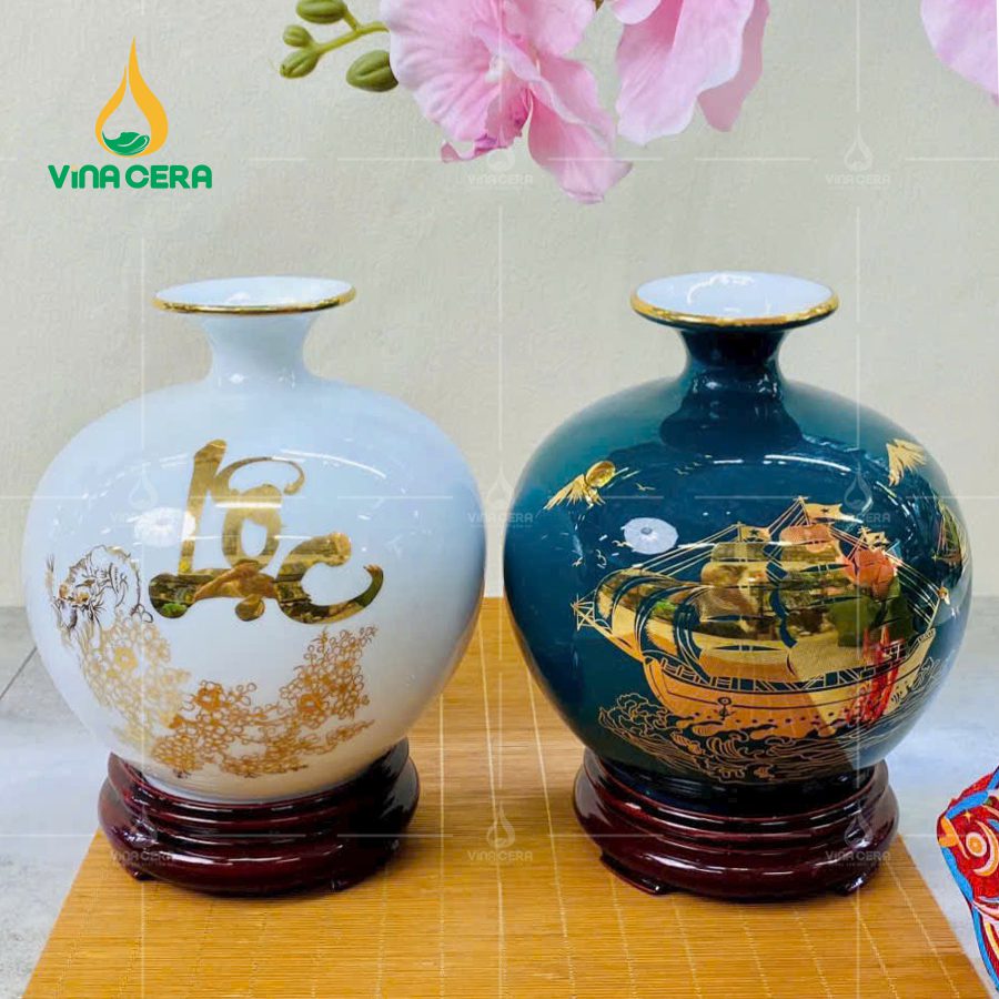 Bình Hút Lộc Men Vân Đá Gốm Sứ Bát Tràng