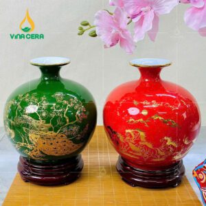 Bình Hút Lộc Men Vân Đá Gốm Sứ Bát Tràng