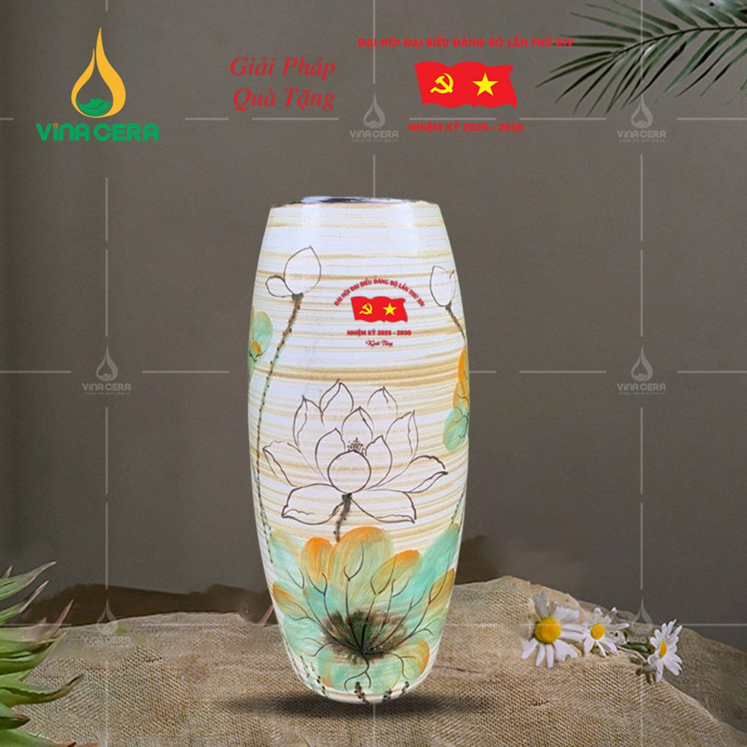 Các Mẫu Quà Tặng Đại Hội Đảng Mới Nhất Tại Tp.HCM Bình hoa in logo Đại hội Đảng