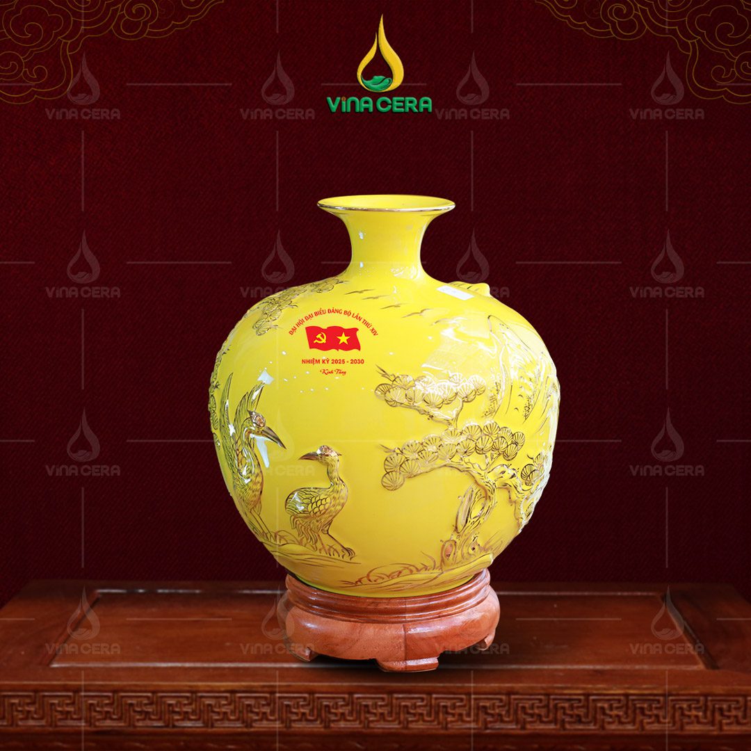 Bình hút lộc đắp nổi in logo Đại hội Đảng