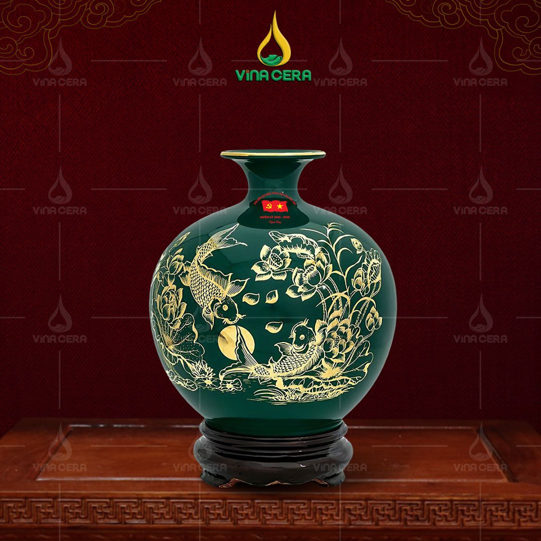 Các Mẫu Quà Tặng Đại Hội Đảng Mới Nhất Tại Tp.HCM Bình hút lộc vẽ vàng in logo Đại hội Đảng