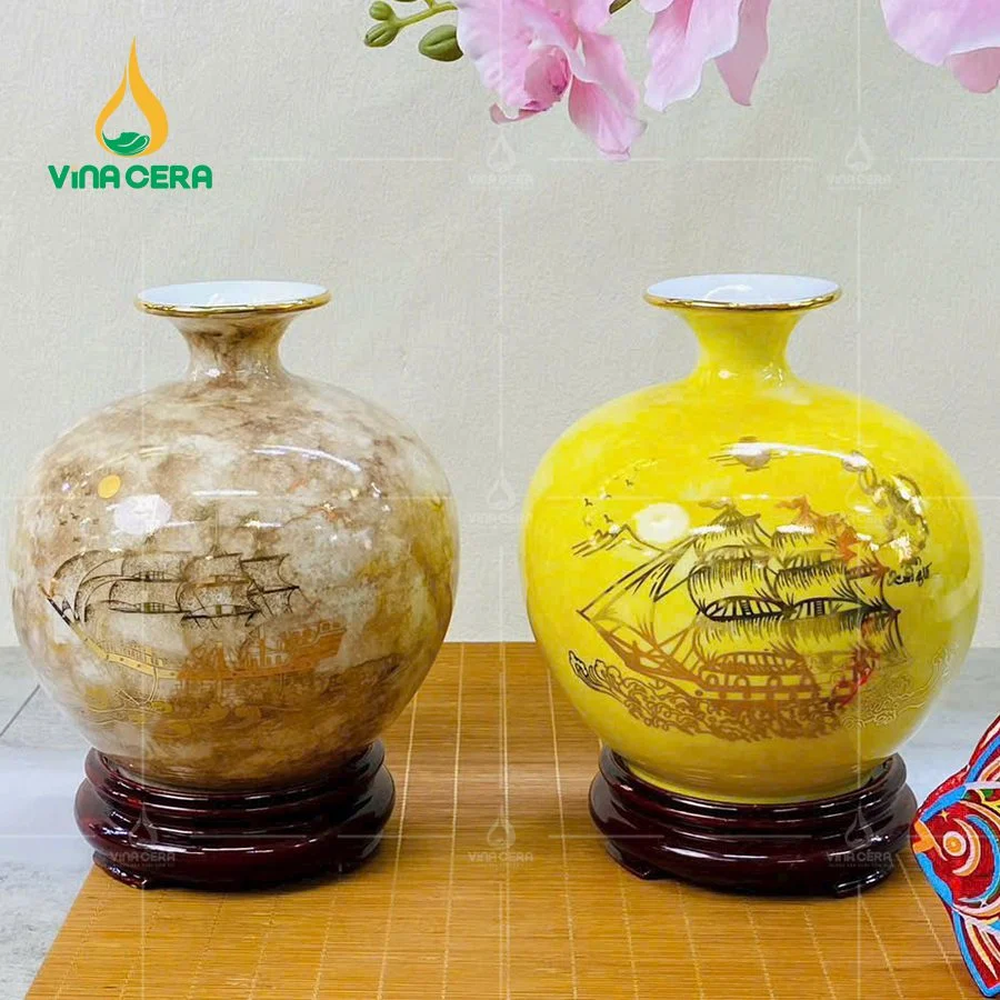 Bình Hút Lộc Men Vân Đá Gốm Sứ Bát Tràng