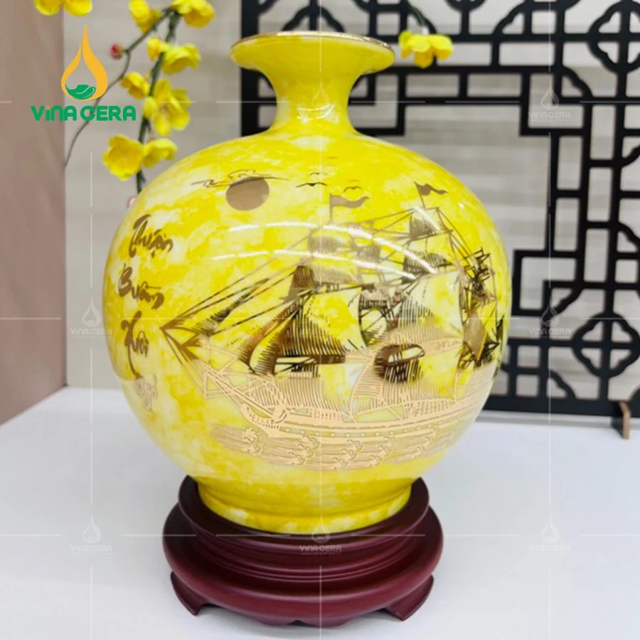 Bình Hút Lộc Men Vân Đá Thuận buồm xuôi gió