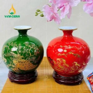 Bình Hút Lộc Men Vân Đá Gốm Sứ Bát Tràng