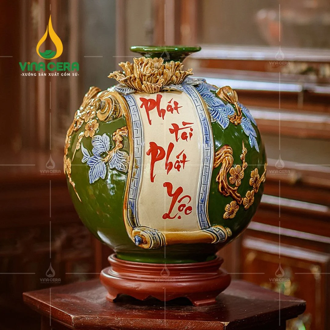 Bình Hút Tài Lộc Cho Người Mệnh Mộc: Cách Chọn & Top Sản Phẩm Đẹp Bình hút lộc đắp nổi Phát Tài Phát Lộc