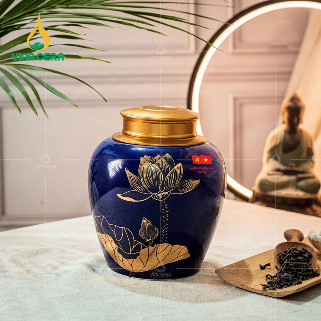 Các Mẫu Quà Tặng Đại Hội Đảng Mới Nhất Tại Tp.HCM Hũ đựng trà in logo Đại hội