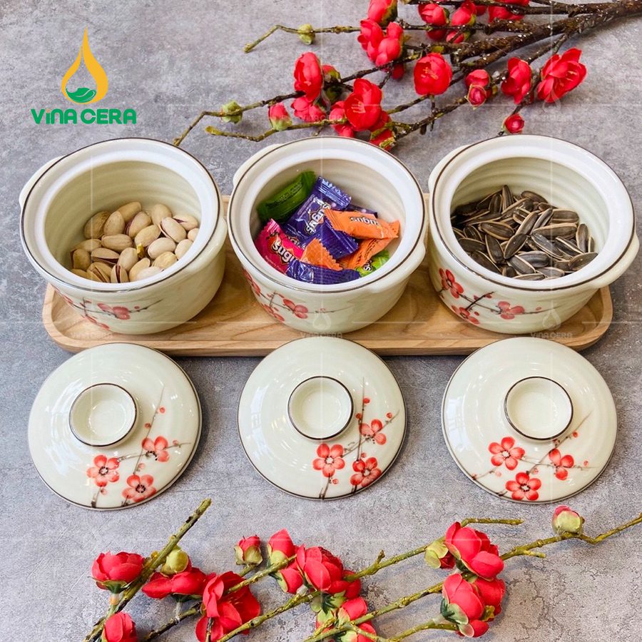 Khay Đựng Mứt Tết – Hộp Đựng Mứt Tết Đẹp mẫu mới khay đựng mứt tết bằng sứ - Bộ 3 hủ (24)
