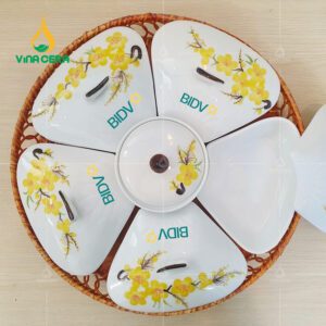 khay mứt sứ in logo