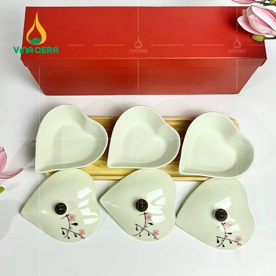 Quà tặng Tết – Bộ chén đĩa cao cấp từ Xưởng gốm sứ khay đựng mứt tết bằng sứ - Bộ 3 hủ (81)