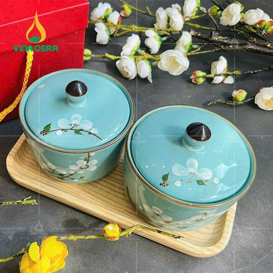 Chia sẻ kinh nghiệm chọn mua bộ bàn ăn giá sỉ bộ 2 hủ mứt bằng sứ (9)