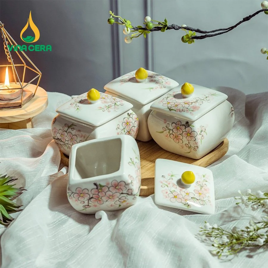 Khay Mứt Sứ Làm Quà Tặng Tết: Ý Nghĩa Và Đặc Điểm Nổi Bật khay đựng mứt tết bằng sứ - Bộ 3 hủ (24)