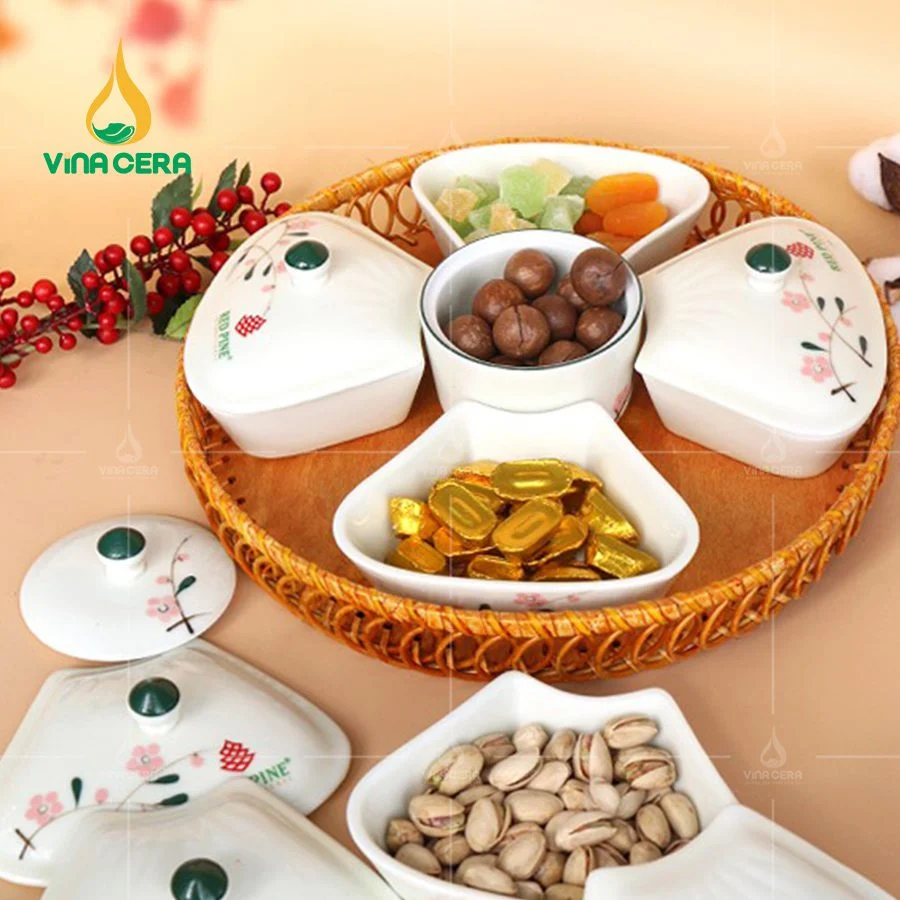 Khay Mứt Sứ Làm Quà Tặng Tết: Ý Nghĩa Và Đặc Điểm Nổi Bật khay mứt sứ Bát tràng cao cấp hoa mặt trời (1)