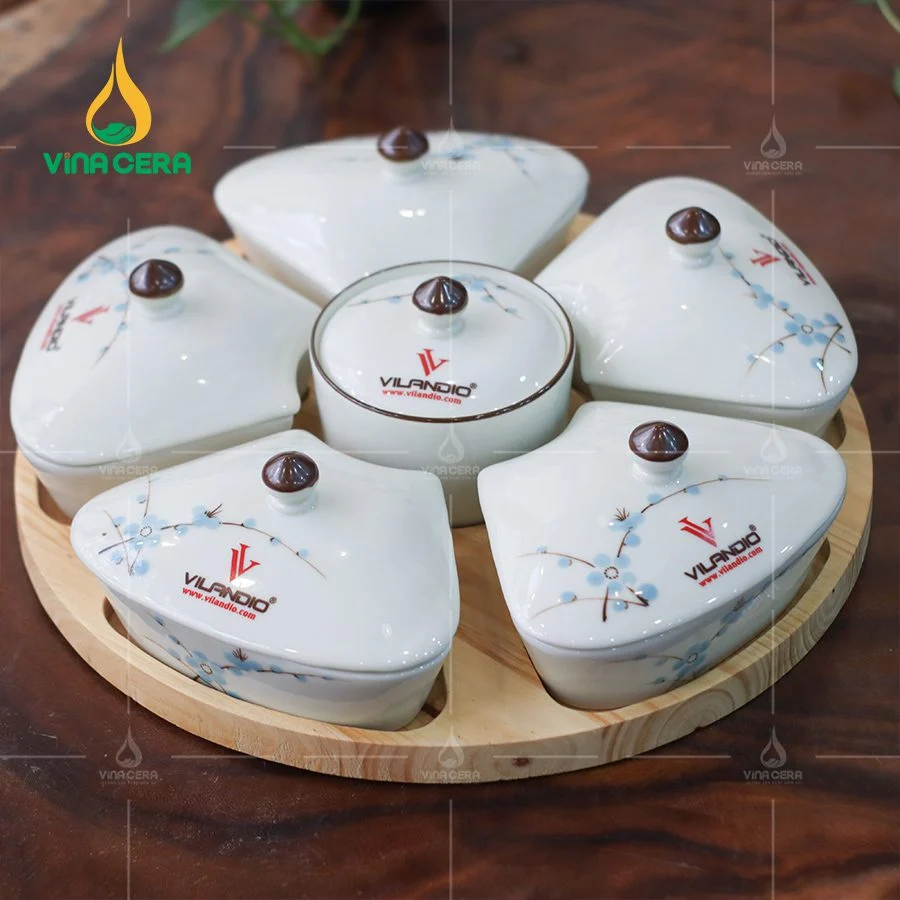 Khay Mứt Sứ Làm Quà Tặng Tết: Ý Nghĩa Và Đặc Điểm Nổi Bật khay mứt sứ Bát tràng cao cấp hoa mặt trời (1)