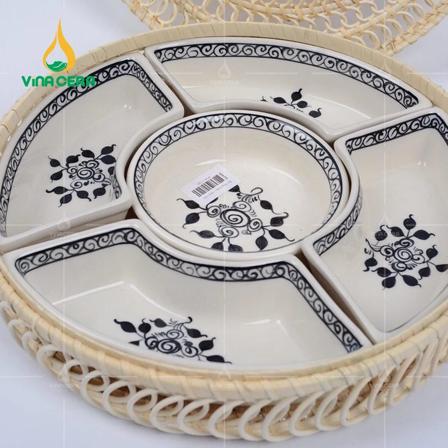 Khay Đựng Mứt Tết – Hộp Đựng Mứt Tết Đẹp mẫu mới khay mứt sứ Bát tràng cao cấp hoa mặt trời (1)