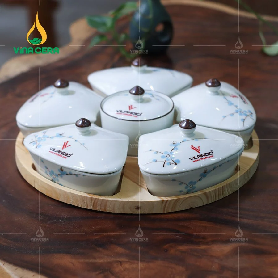 Top 100 Mẫu Khay Đựng Mứt Tết Đẹp, Sang Trọng, Thông Dụng khay mứt sứ Bát tràng cao cấp hoa mặt trời (1)