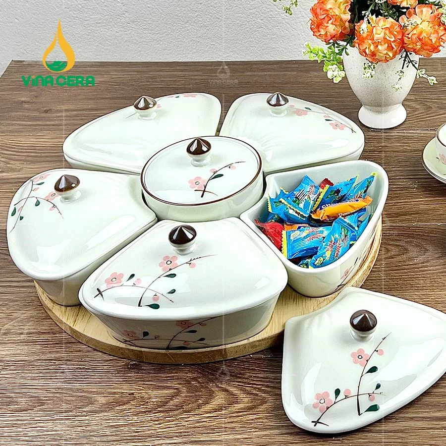 Top 100 Mẫu Khay Đựng Mứt Tết Đẹp, Sang Trọng, Thông Dụng khay mứt sứ Bát tràng cao cấp hoa mặt trời (1)