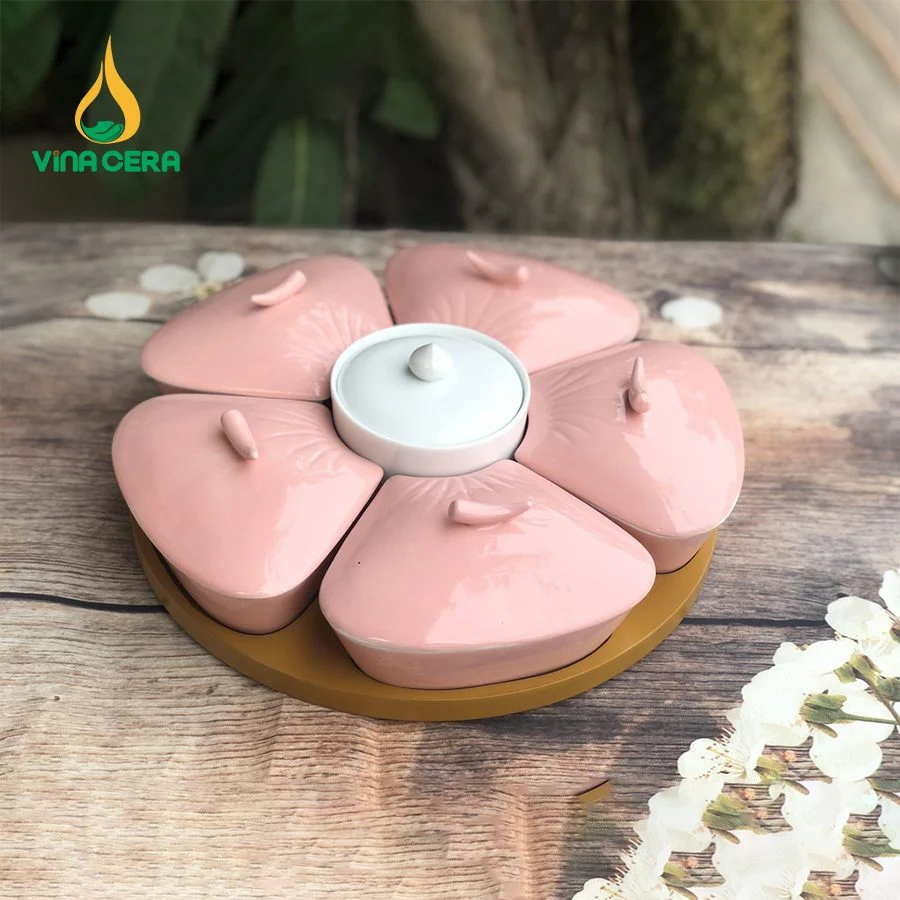 Khay Mứt Sứ Làm Quà Tặng Tết: Ý Nghĩa Và Đặc Điểm Nổi Bật khay mứt sứ Bát tràng cao cấp hoa mặt trời (1)