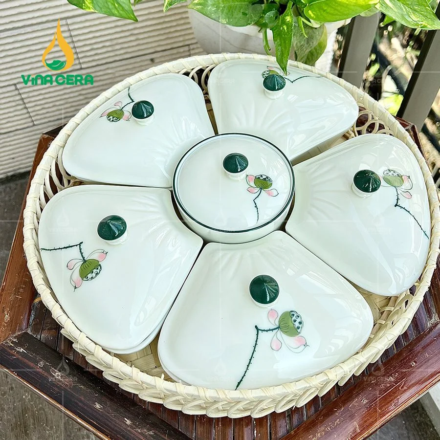Top 100 Mẫu Khay Đựng Mứt Tết Đẹp, Sang Trọng, Thông Dụng khay mứt sứ Bát tràng cao cấp hoa mặt trời (1)