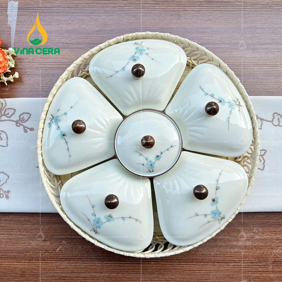 Địa chỉ Đặt khay đựng mứt Sứ cao cấp tại TpHCM khay mứt sứ Bát tràng cao cấp hoa mặt trời (1)