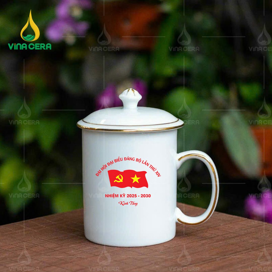 Top 5+ Mẫu Quà Tặng Đại Hội Đảng 2025 Được Yêu Thích Nhất Ly sứ in logo Đại hội