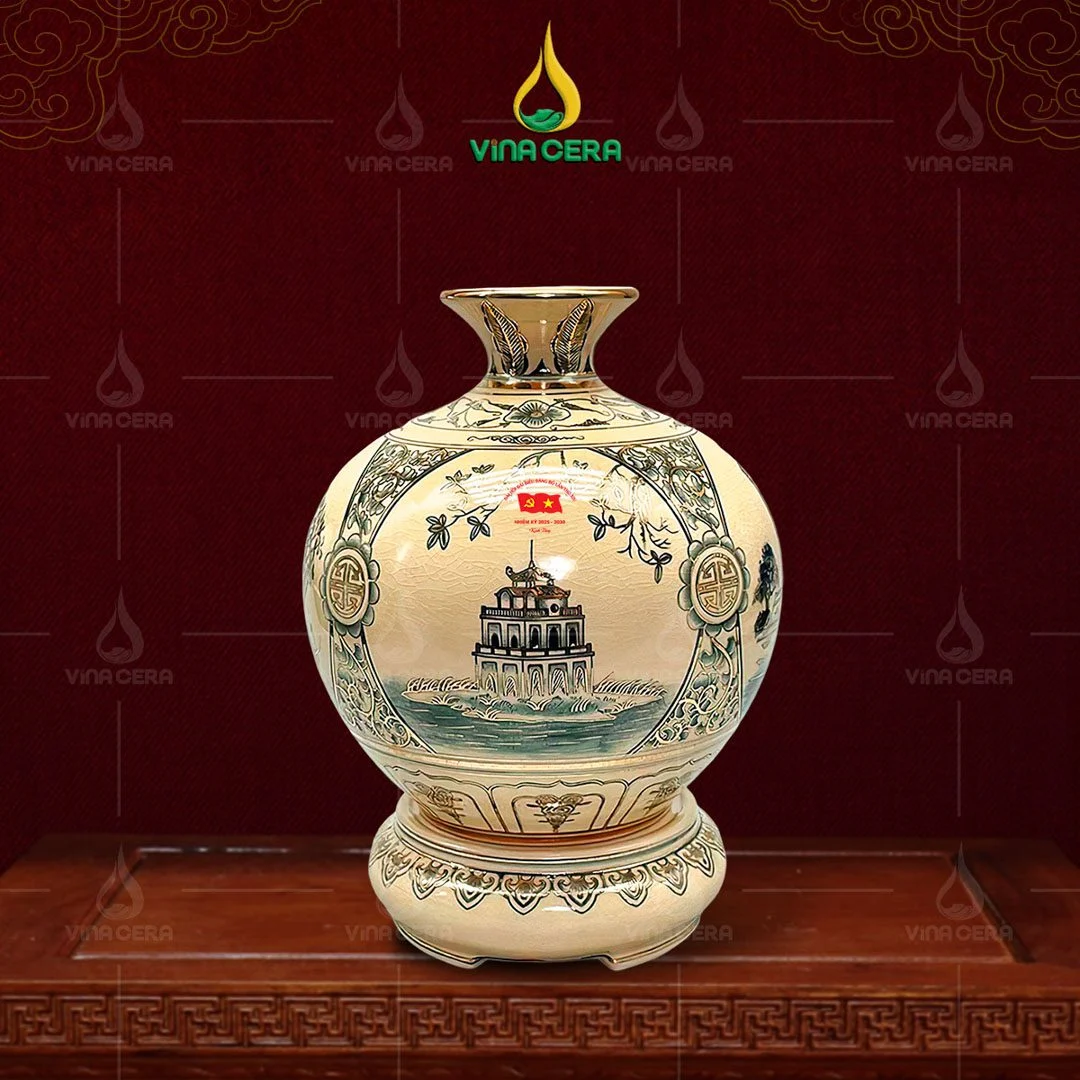 Top Mẫu Quà Tặng Đại Hội Đảng 2025: Ý Nghĩa & Chất Lượng Bình hút lộc men Chu Đậu in logo Đại hội Đảng