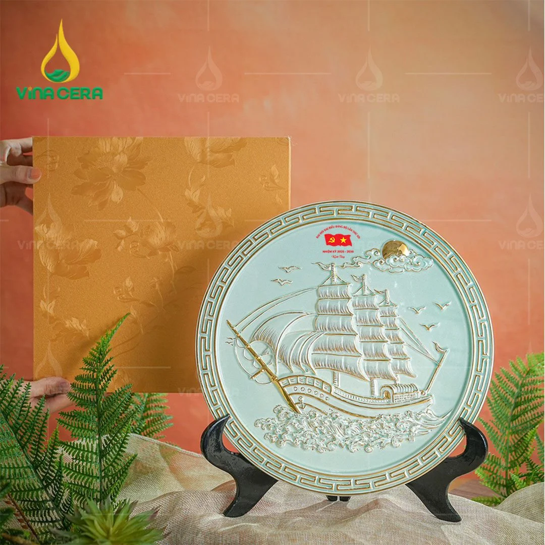 Top Mẫu Quà Tặng Đại Hội Đảng 2025: Ý Nghĩa & Chất Lượng Đĩa biểu trưng in logo Đại hội