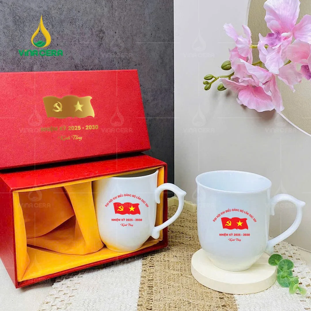 Top 100+ Mẫu Ly Sứ Bát Tràng Đẹp, Giá Tốt Ly sứ in logo Đại hội