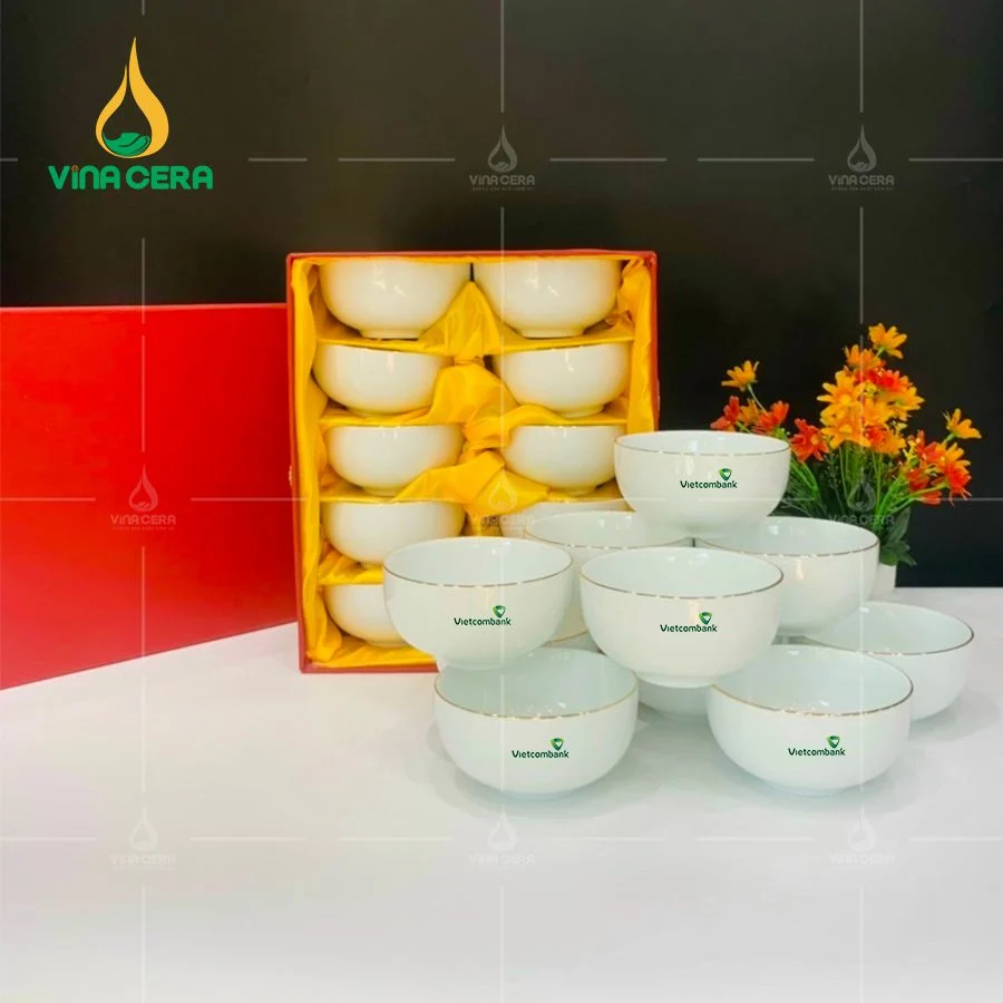 Đặt mua chén dĩa in logo tại TPHCM số lượng lớn theo yêu cầu bộ 10 chén in logo