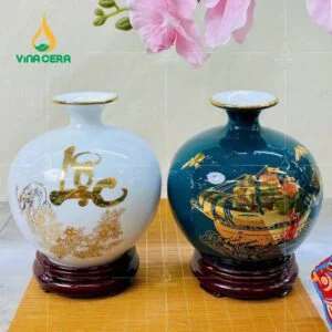 Bình Hút Lộc Men Vân Đá Gốm Sứ Bát Tràng