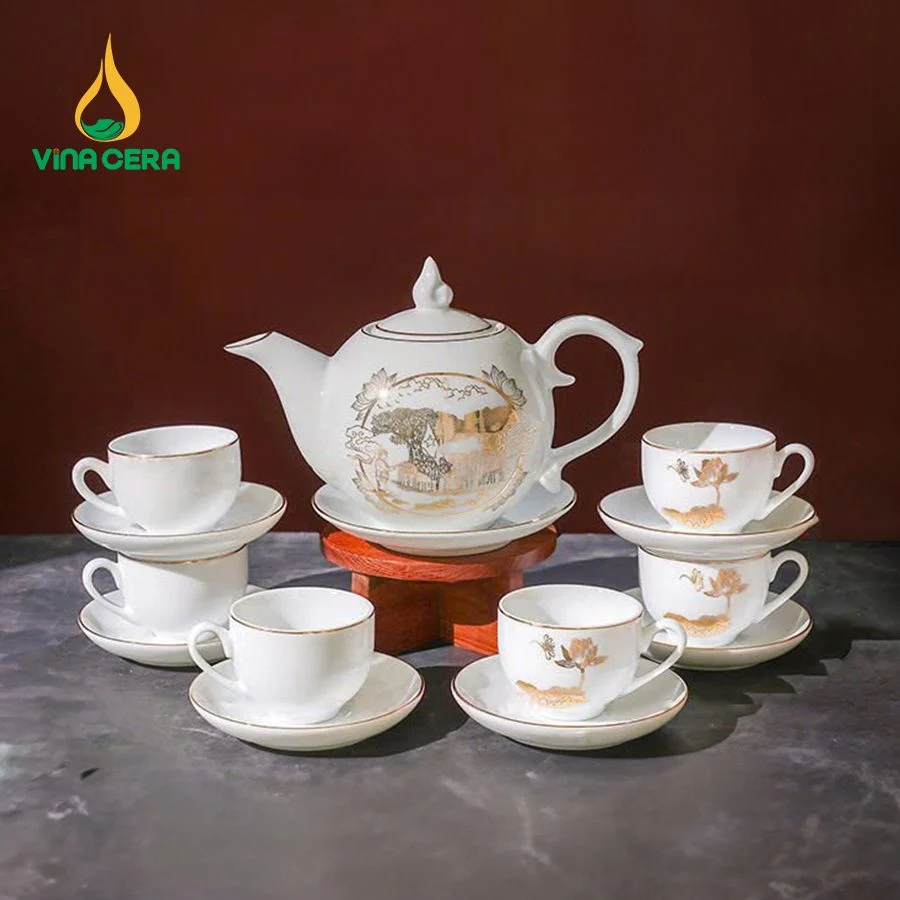 Xưởng sản xuất ấm trà in logo uy tín chất lượng nhất Bộ Ấm Chén Trà Bát Tràng Quà Tặng Kỷ Niệm Thành Lập Quân Đội (2)