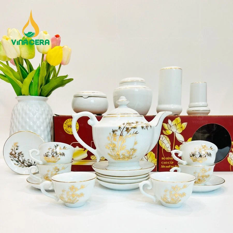 Bộ Ấm Trà Vẽ Vàng Dáng Thần Đèn VN AC 41 (5)