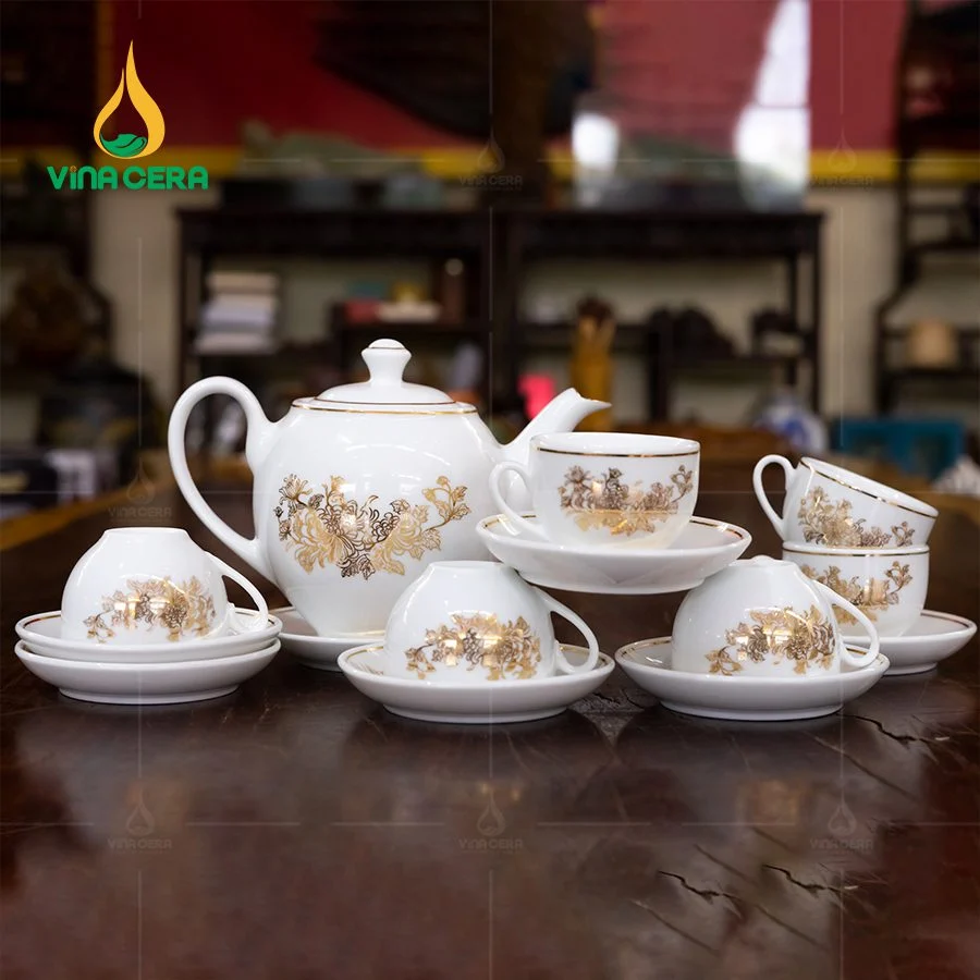 Bộ Ấm Trà Dáng Minh Long Vẽ Vàng VN AC 40 (8)