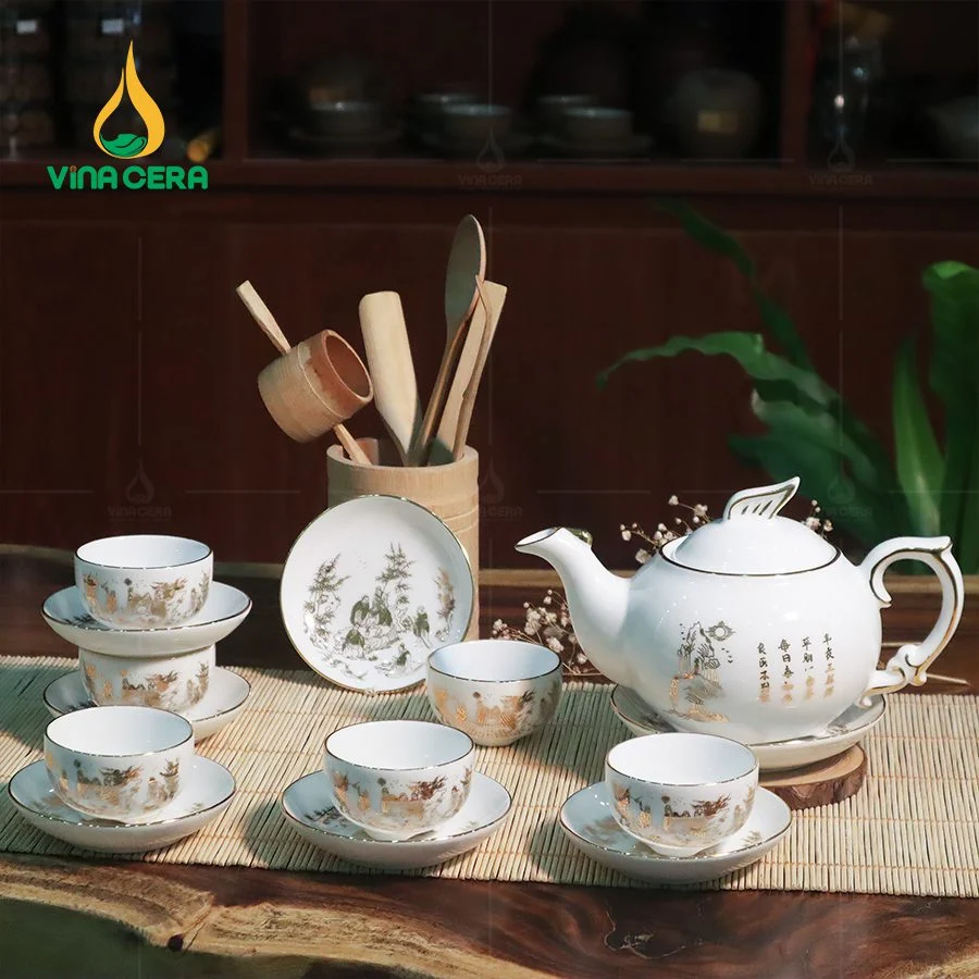 Bộ ấm trà in logo quà tặng - Món quà ý nghĩa và sang trọng cho doanh nghiệp Bộ Ấm Trà Phượng Hoàng Vàng Kim (2)