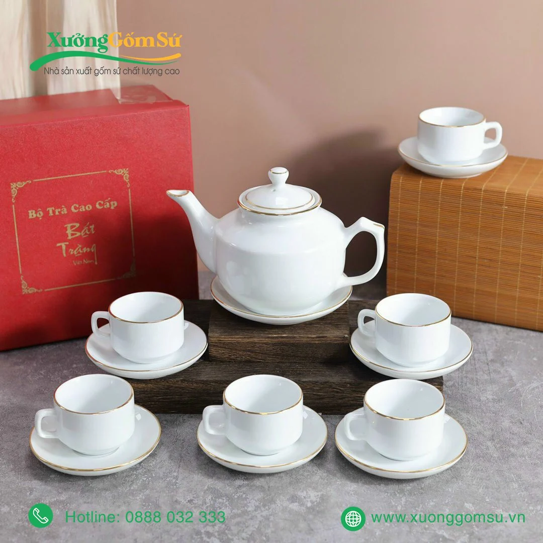 bộ ấm chén sứ trắng