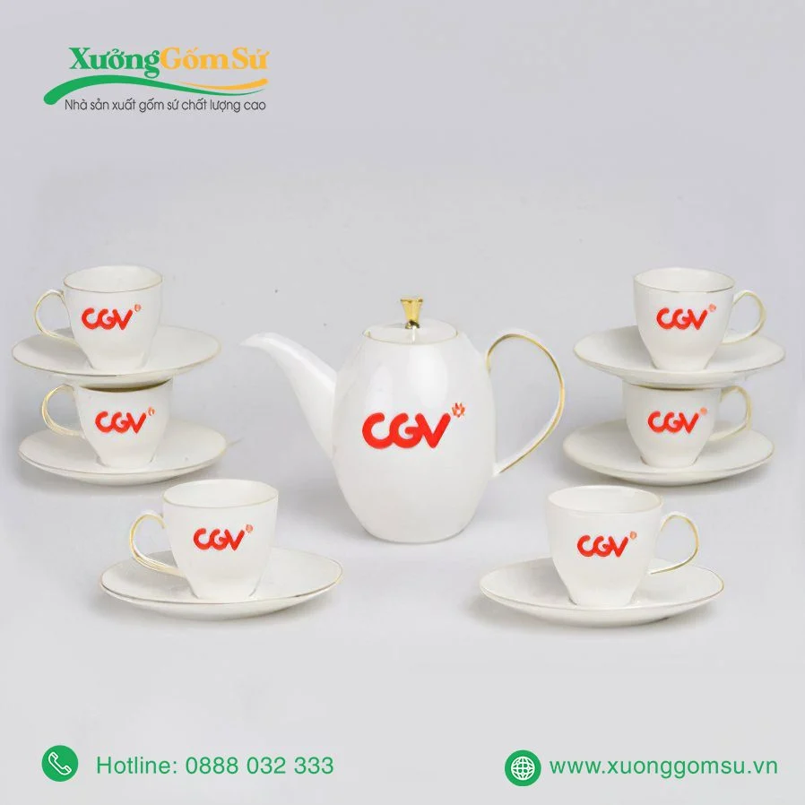 Bộ ấm trà in logo quà tặng - Món quà ý nghĩa và sang trọng cho doanh nghiệp ấm chén trà anna