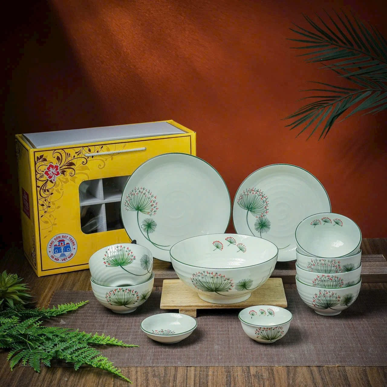 Top 10 Quà Tặng Tết Cao Cấp Ý Nghĩa Bộ bát đĩa bàn ăn sứ Bát Tràng (6)