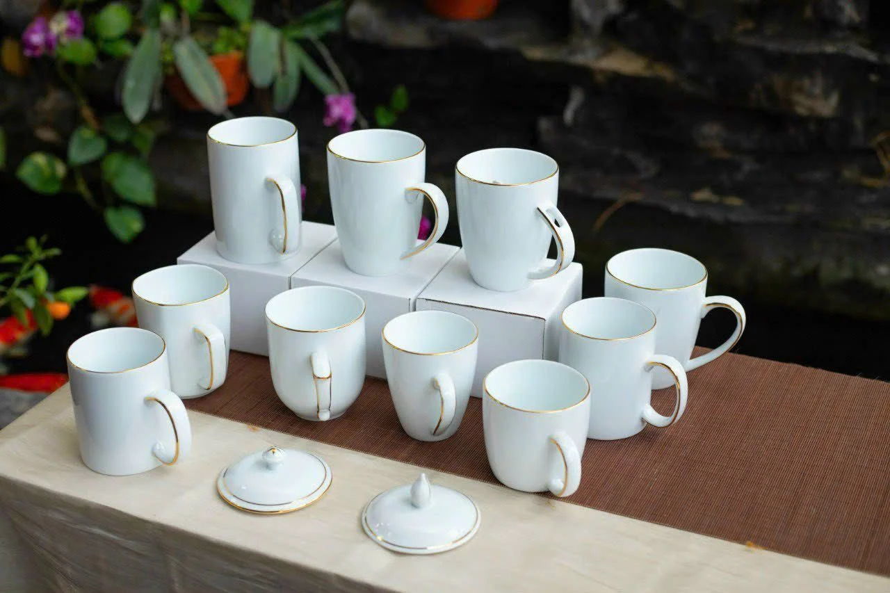Top 100+ Mẫu Ly Sứ Bát Tràng Đẹp, Giá Tốt Ly sứ trắng chỉ vàng
