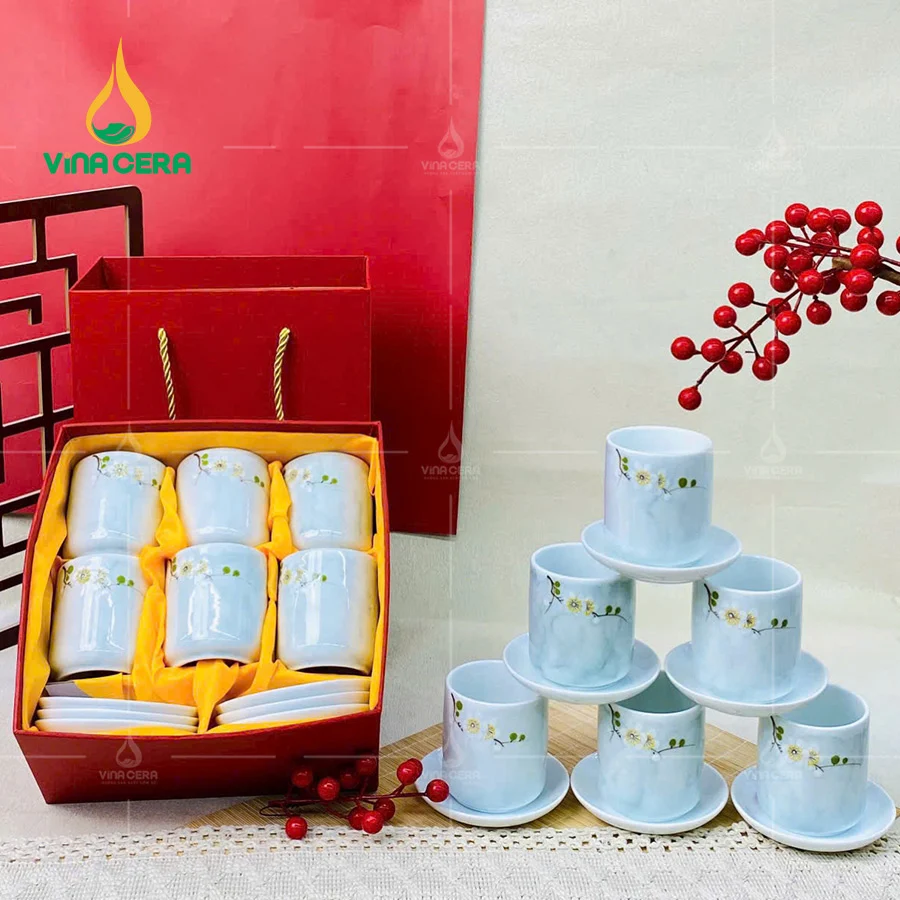 Top 10 Quà Tặng Tết Cao Cấp Ý Nghĩa Cốc Sứ Bát Tràng Men Vân Đá Xanh Ngọc CSV-021011 (7)